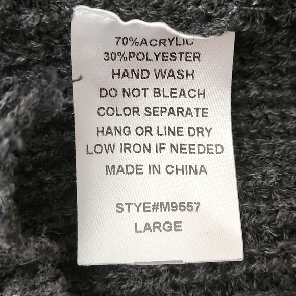 CY Fashions Black V Neck Sweater with Distressed Neckline and Hem Large (3559) - Picture 5 of 5